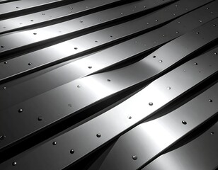 Abstract Metallic Ribbons with Rivets - Close-Up Perspective