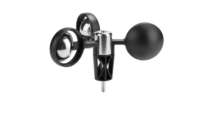 Black Anemometer Wind Speed Meter with Two Cups and Spherical Sensor for Weather Monitoring