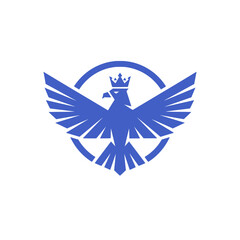 Obraz premium Royal Eagle Emblem A Majestic Blue Design Featuring a Crowned Bird of Prey with Spread Wings