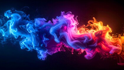 Abstract Colorful Smoke Waves on a Dark Background