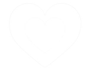 A white outlined heart shape with a smaller black heart shape inside isolated on transparent background
