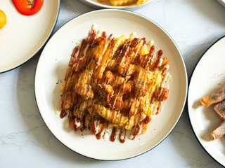 Crunchy Chicken Loaded Fries, Loaded Fries with Chicken topped with creamy mayonnaise and savory...
