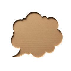 Isolated tan speech bubble with a scalloped edge on a plain setting on transparent background