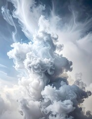 Abstract Smoke Formation Against a Cloudy Sky Background