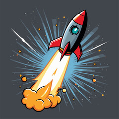 cute cartoon rocket vector image