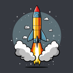 cute cartoon rocket vector image