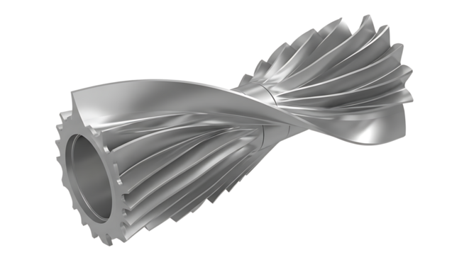 Metallic Turbocharger Impeller with Blades and Circular Center in Industrial Style