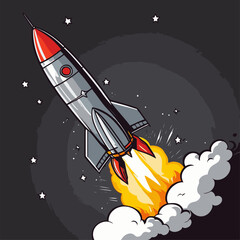 cute cartoon rocket vector image