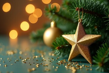 Elegant Christmas star ornament with twinkling lights