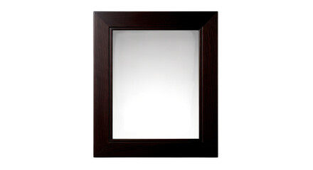 Elegant dark brown framed mirror isolated on transparent background for home decor