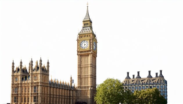 big ben clock tower in london england isolated on white background