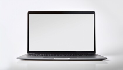 laptop mockup with transparent screen front view isolated on white background