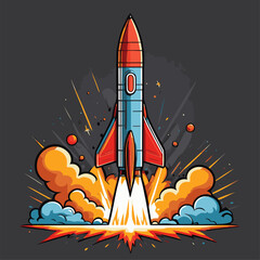 cute cartoon rocket vector image