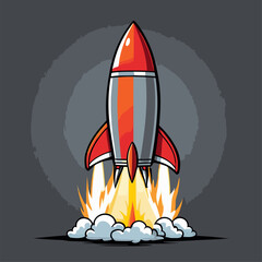 cute cartoon rocket vector image
