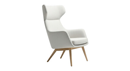 Elegant white armchair isolated on transparent background, perfect for modern living room