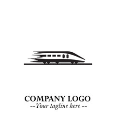 Train Moving Fast Logo Symbol in Black on the White Background with Modern Transport Design