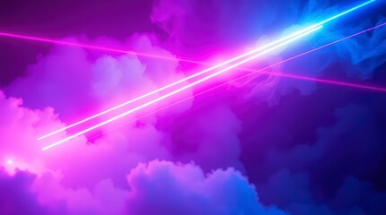 Neon Light Beams in the Clouds