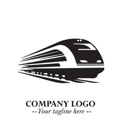 Train Moving Fast Logo Symbol in Black on the White Background with Modern Transport Design