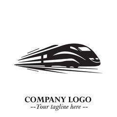Train Moving Fast Logo Symbol in Black on the White Background with Modern Transport Design