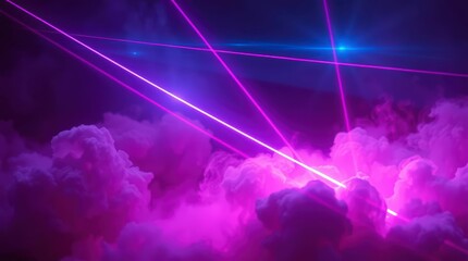 Neon Laser Beams Over Clouds