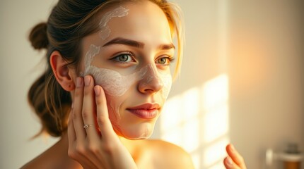 Woman Applying Facial Mask