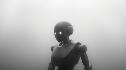 Futuristic Robot in the Mist