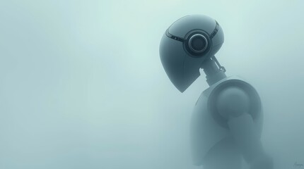 Futuristic Robot in the Mist