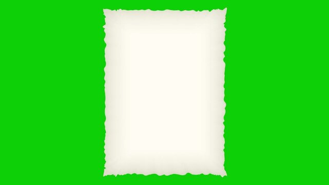 straight-edged paper rising by wind and being carried off-frame on green screen, animated chromakey design layers movement colorful