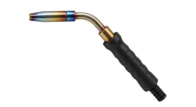 Welding Torch with Curved Metal Tip and Black Handle for Metal Fabrication