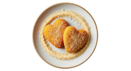 Heart shaped croquettes isolated on transparent background