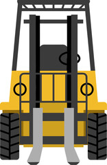 Simple Flat Front View Forklift Truck Heavy Equipment Vehicle Illustration