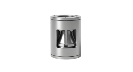 Modern Silver Coffee Grinder in Minimalist Style on White Background