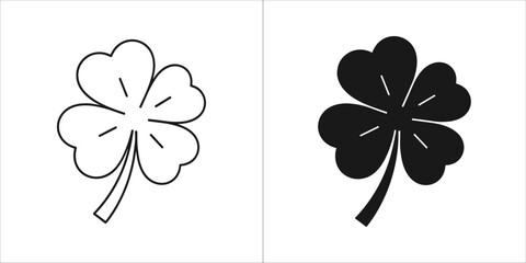 Four leaf clover icon set for good luck charm