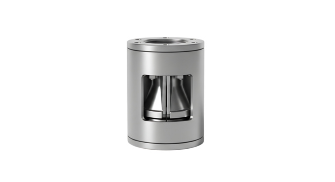 Modern Silver Coffee Grinder in Minimalist Style on White Background
