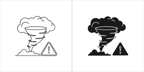 Tornado warning sign icon, natural disaster