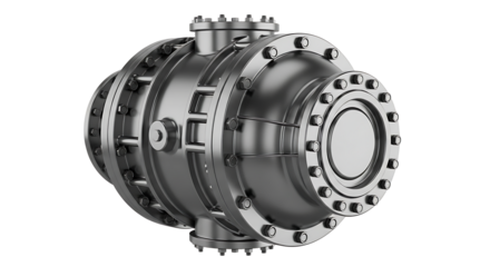 Industrial Metal Valve Machinery in Silver with Bolted Design for Engineering and Manufacturing