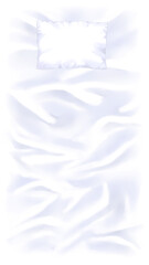 白いシーツと枕の背景素材　ベッド　布　シワ