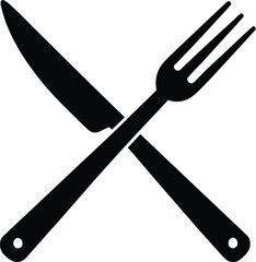 Crossed knife and fork silhouette cutlery dining