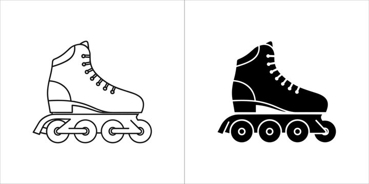 Roller skate outline and silhouette for design