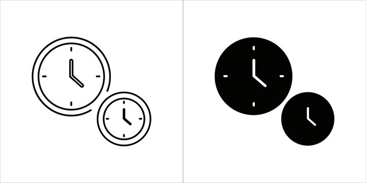 Clock icon, black and white version