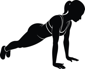 Silhouette of a Woman Performing a Push-up female fitness