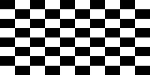 Fototapeta premium Black and white chess pattern. Checkerboard seamless vector illustration. Abstract checkered checkerboard for game. Grid geometric square shape. Race flag. Retro mosaic floor.