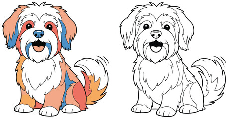 Cute Cartoon Havanese Puppy Dog Coloring Page for Kids © MstAsia