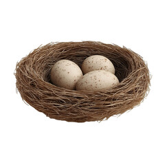 Obraz premium Bird Nest with Three Speckled Eggs isolated on a transparent background