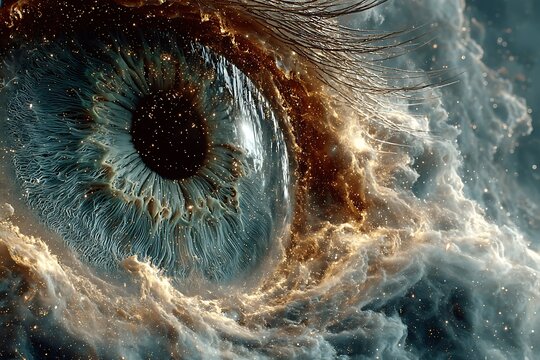 Close-up Of Human Eye With Cosmic Nebula Effect iris pupil