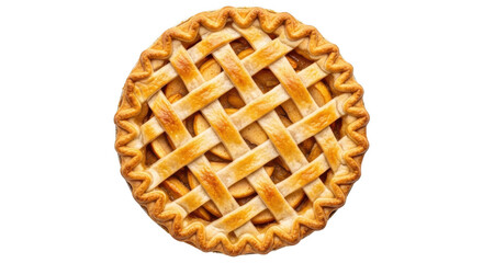 Delicious apple pie with lattice crust isolated on transparent background