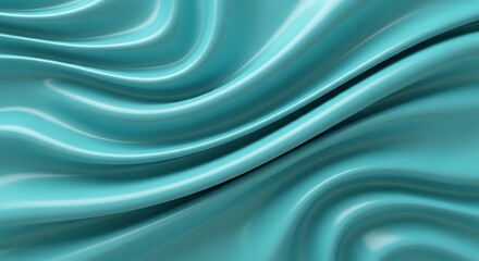 Obraz premium Elegant Teal Silk Fabric Texture with Smooth Waves and Gentle Folds, Ideal for Luxurious Backgrounds