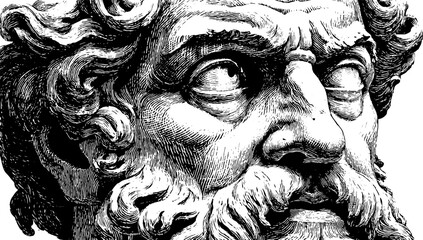 Plakat Classical philosopher marble bust engraving - vintage greek wisdom art for historical design