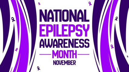 November is observed as national Epilepsy awarness month, 4k animation with text and ribbons