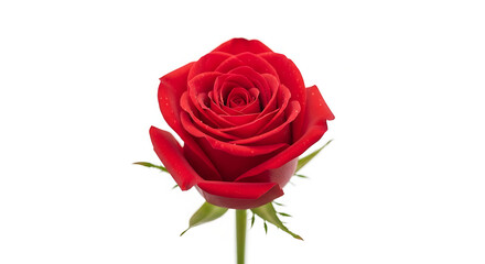 Single Red Rose on White Background Symbol of Love and Romance